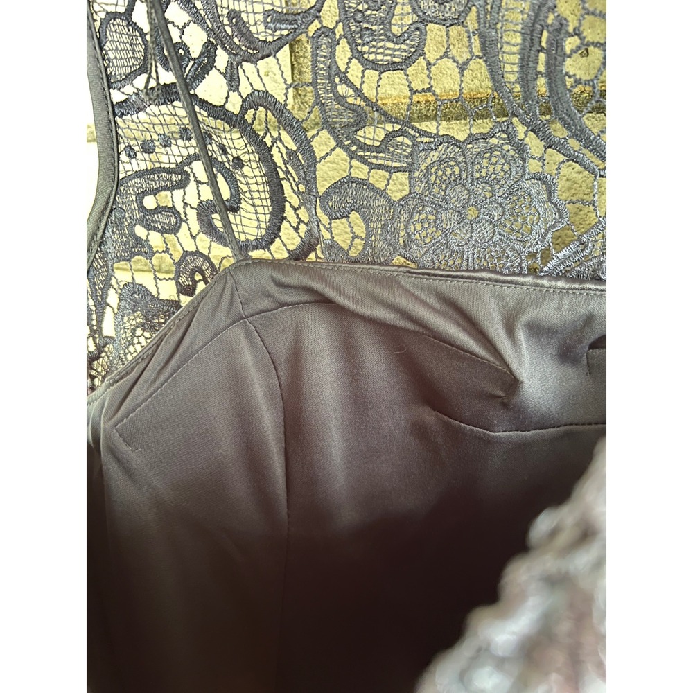 Adrianna Papell Guipure Floral Lace Sleeveless Sheath Dress Grey Cocktail Sz 10P - Picture 6 of 6